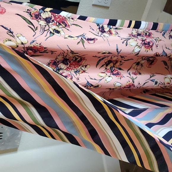 Fig & Flower Anthropologie Contrasting Stripe Floral Print Maxi Dress Women XL - Picture 3 of 10